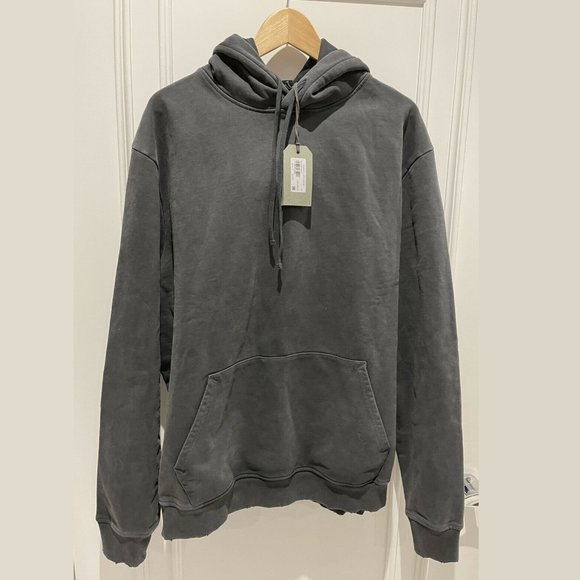 AllSaints Roswell Sweatshirt Pullover Hoodie, Size S (fits M) Mens Washed Black - Picture 1 of 16